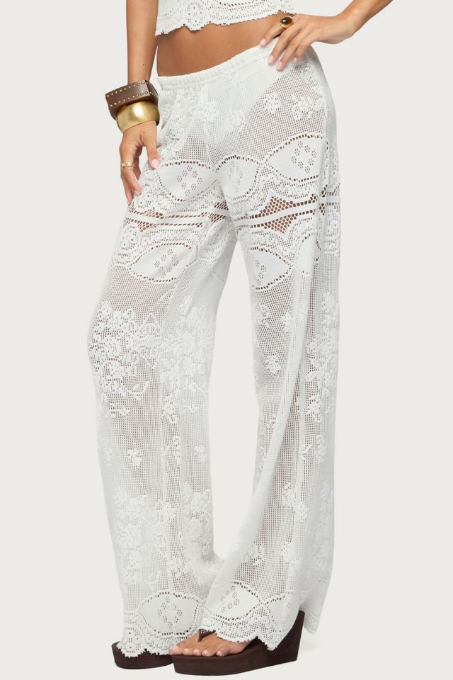 Edikted Milaya Sheer Crochet Straight Leg Pants #3