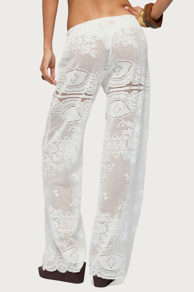 Edikted Milaya Sheer Crochet Straight Leg Pants #4