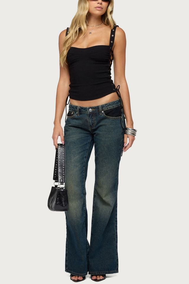 Edikted Tatem Lacey Low Rise Flared Jeans #1