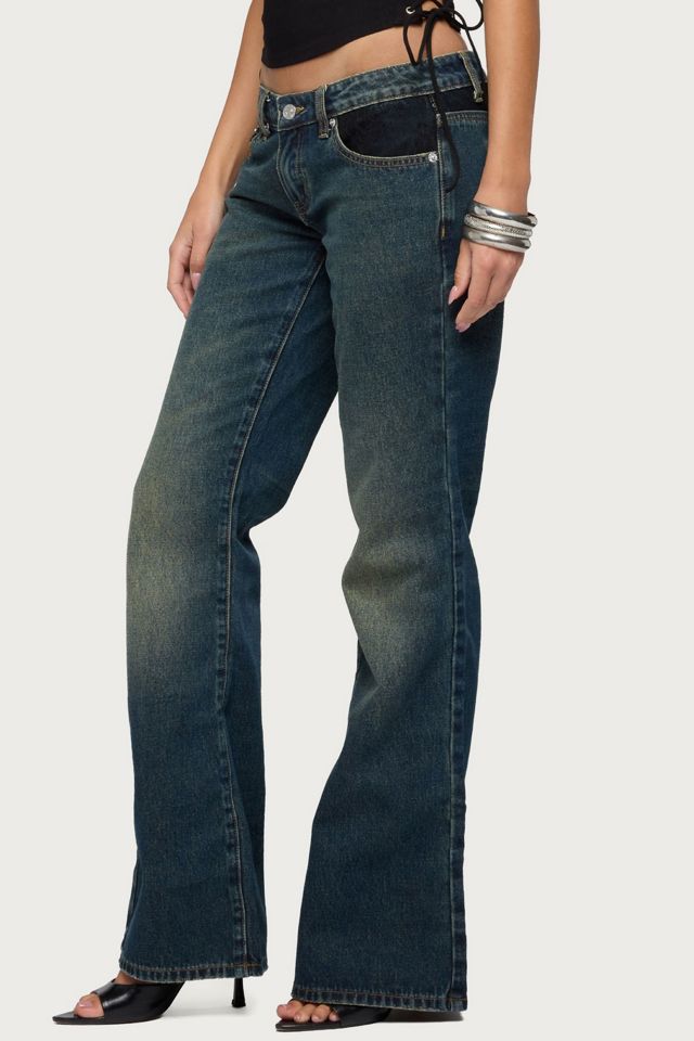 Edikted Tatem Lacey Low Rise Flared Jeans #3