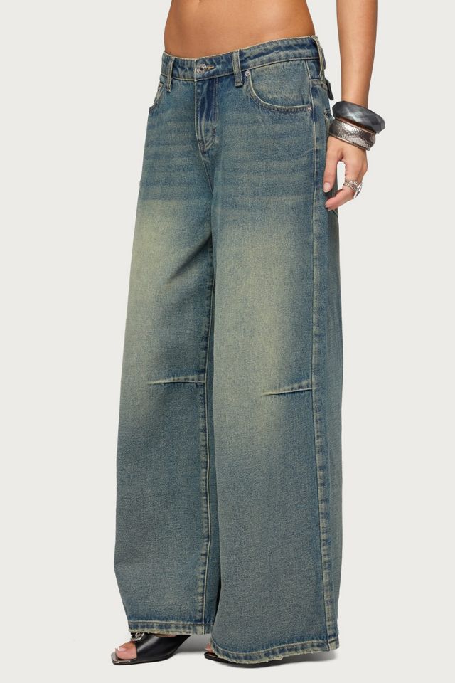 Edikted Adjustable Button Low Rise Baggy Jeans #2