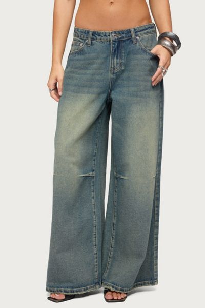 Edikted Adjustable Button Low Rise Baggy Jeans