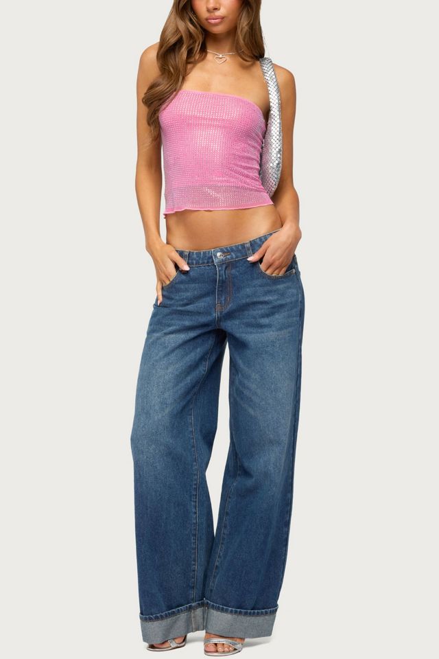 Edikted Gatz Cuffed Low Rise Wide Leg Jeans #1
