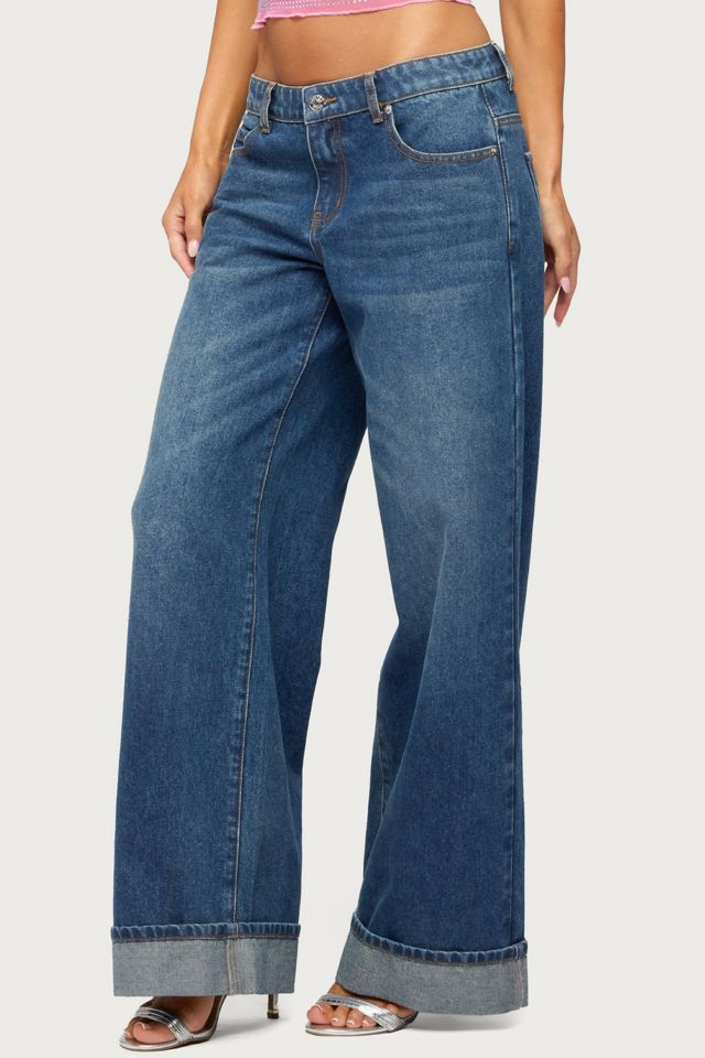 Edikted Gatz Cuffed Low Rise Wide Leg Jeans #3