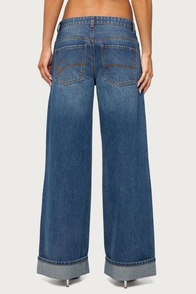 Edikted Gatz Cuffed Low Rise Wide Leg Jeans #4