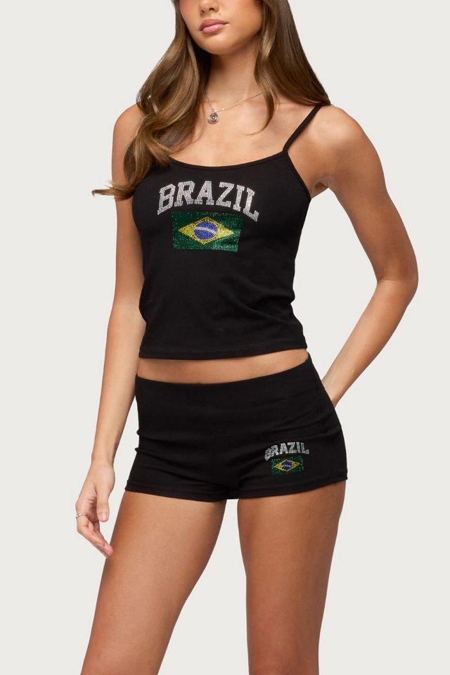 Edikted Brazil Rhinestone Low Rise Shorts #1