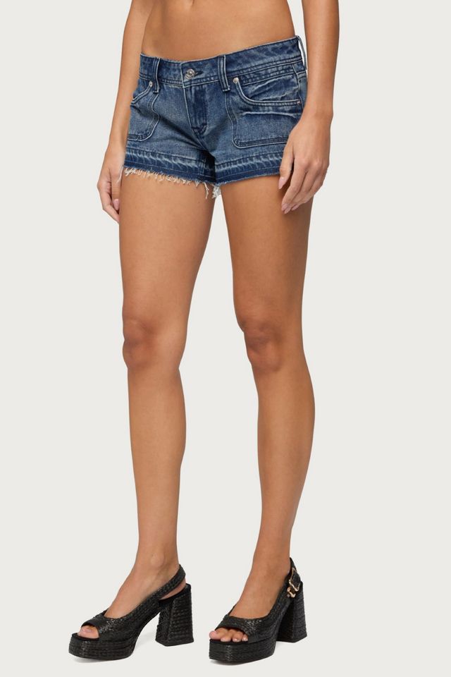 Edikted True Low Rise Denim Micro Shorts #2
