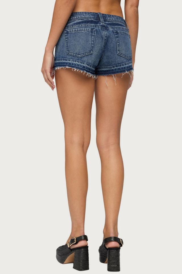 Edikted True Low Rise Denim Micro Shorts #3
