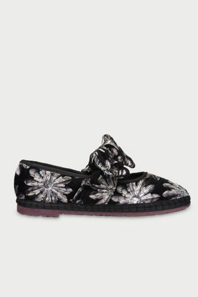 Flabelus Lyra Petal Embroidered Mary Janes