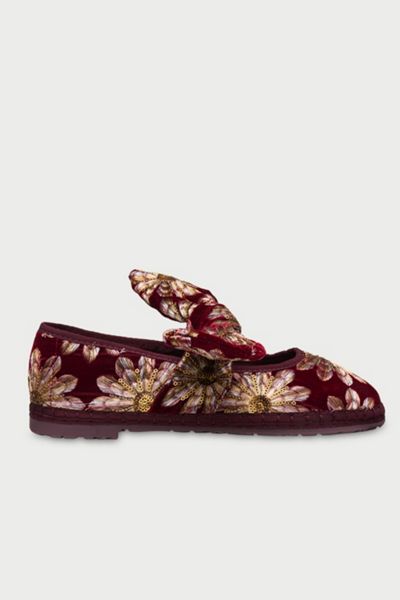 Flabelus Lyra Petal Embroidered Mary Janes