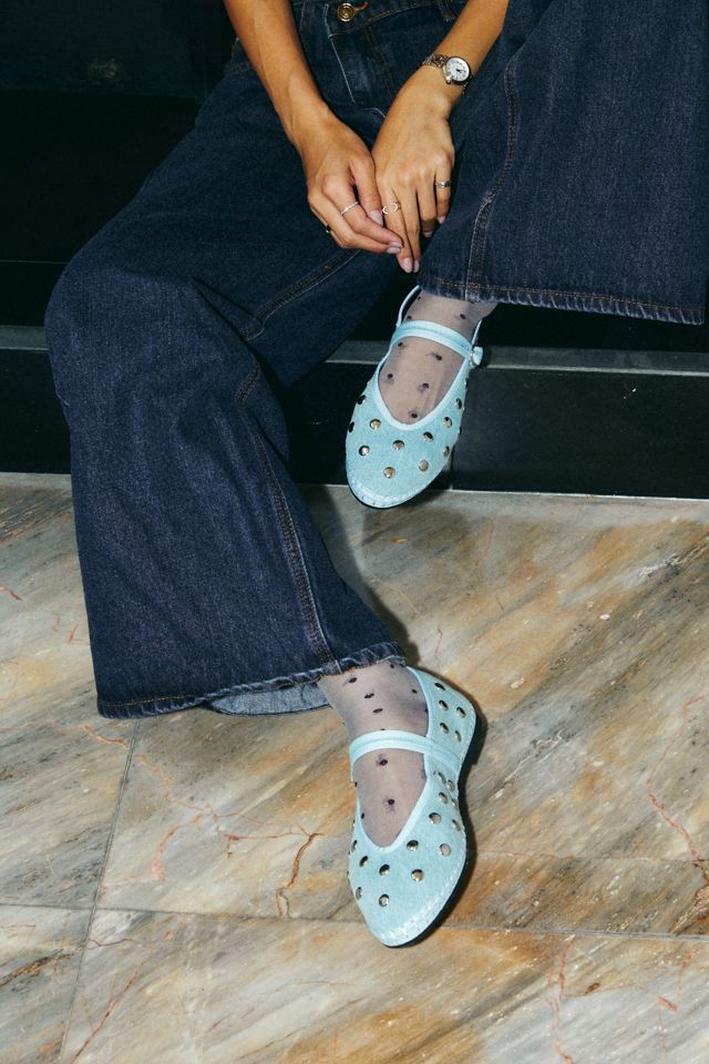 Flabelus Denim Silver Studded Mary Janes #1