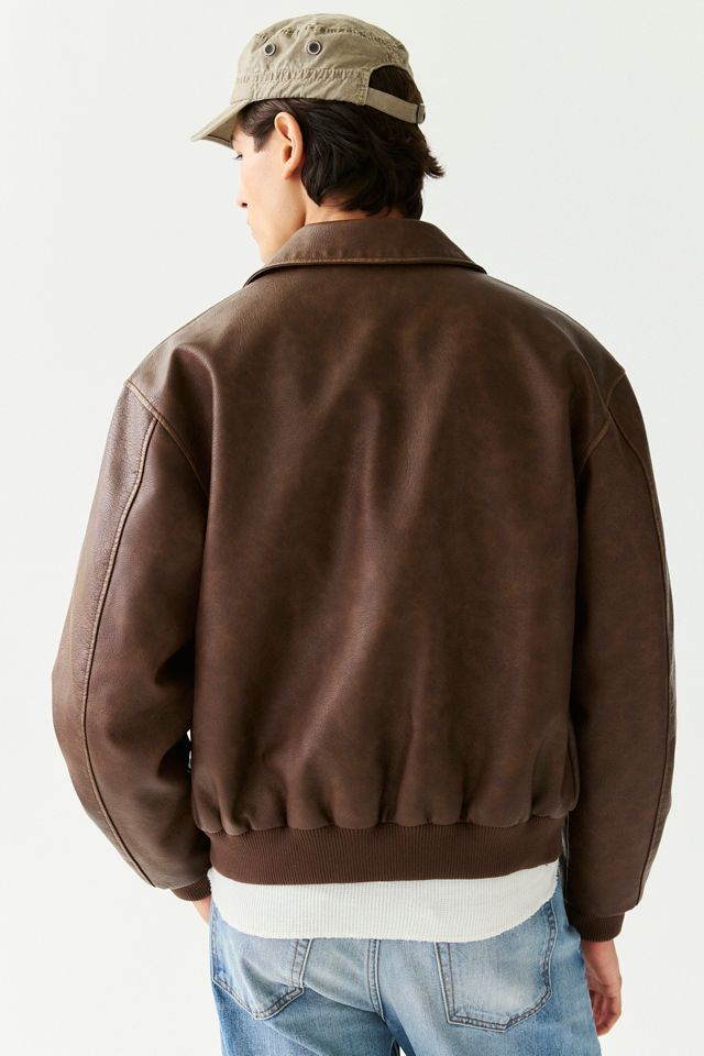 BDG Faux Leather Bomber Jacket #4