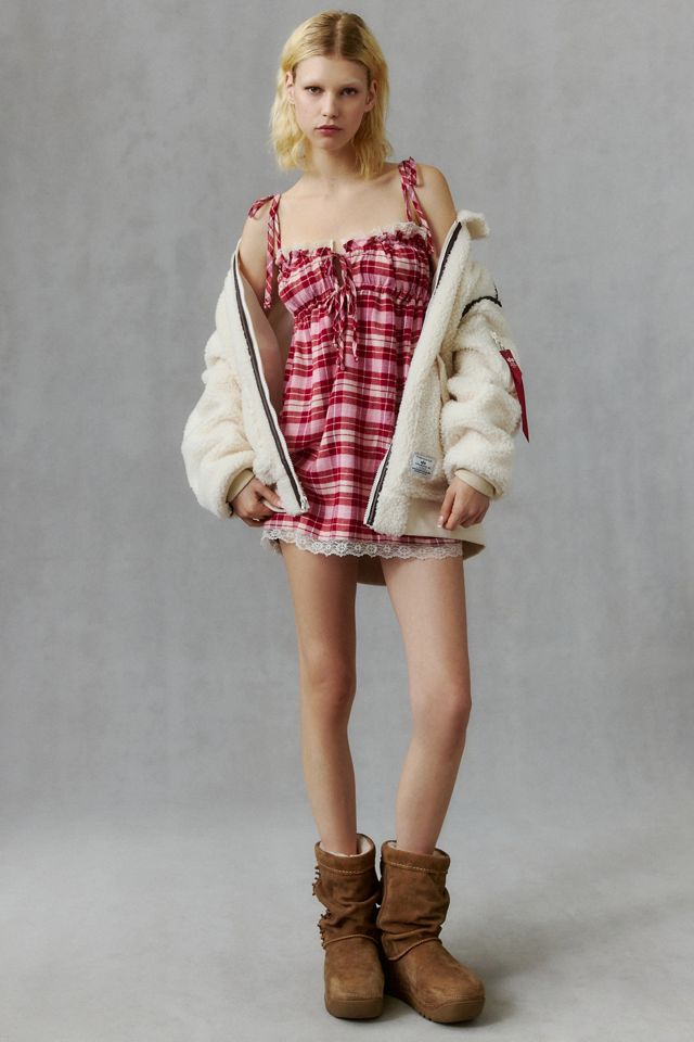 Out From Under Cat Nap Flannel Babydoll Mini Dress #1