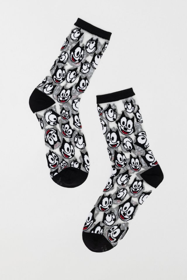 Sock Candy Felix the Cat Faces Shimmer Sheer Sock #1