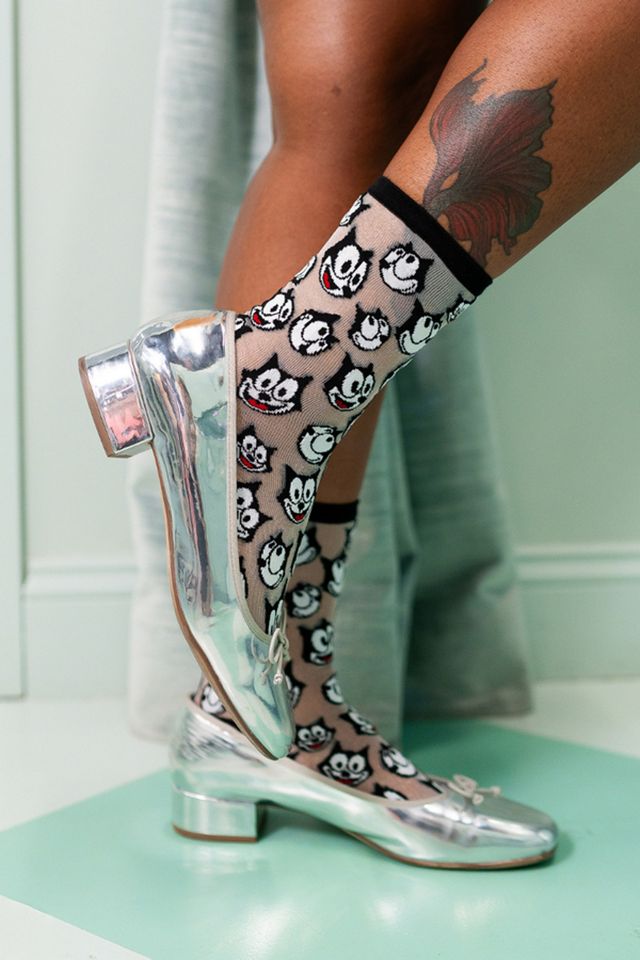Sock Candy Felix the Cat Faces Shimmer Sheer Sock #2