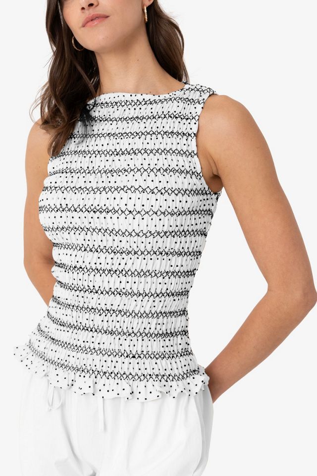 Amy Lynn Cora Polka Dot Smocked Lattuice Top #2