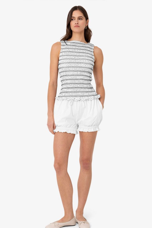 Amy Lynn Cora Polka Dot Smocked Lattuice Top #3