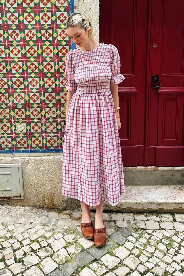 Amy Lynn Imogen Cotton  Window Pane check Midaxi Dress #1