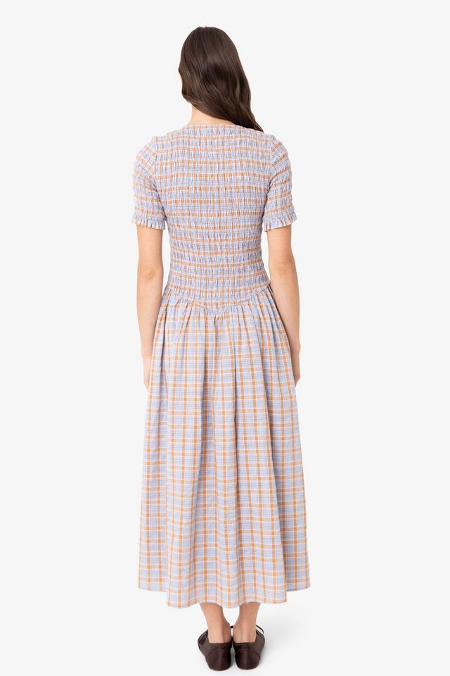 Amy Lynn Beatrix Pure Cotton Smocked Plaid Midi Dress #3