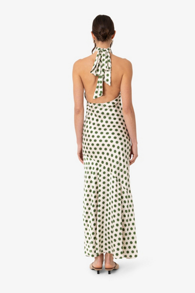 Amy Lynn Baia Polka Dot Satin Halter Dress