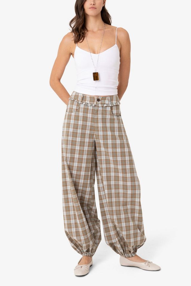 Amy Lynn Esme Check Cotton Balloon Trousers #1