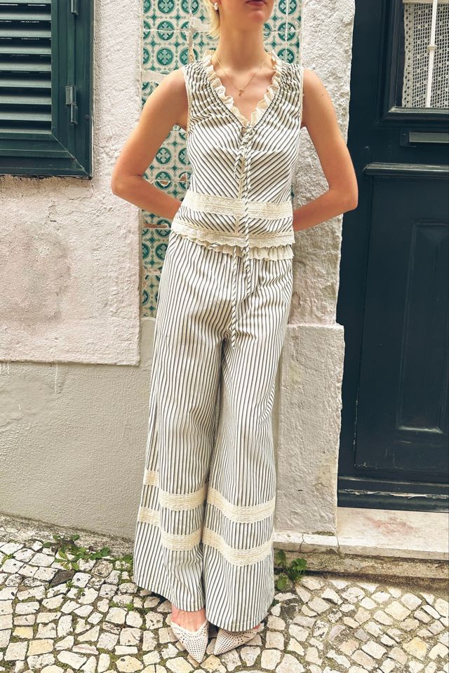 Amy Lynn Sloane Stripe Cotton Wide Leg Trousers #2
