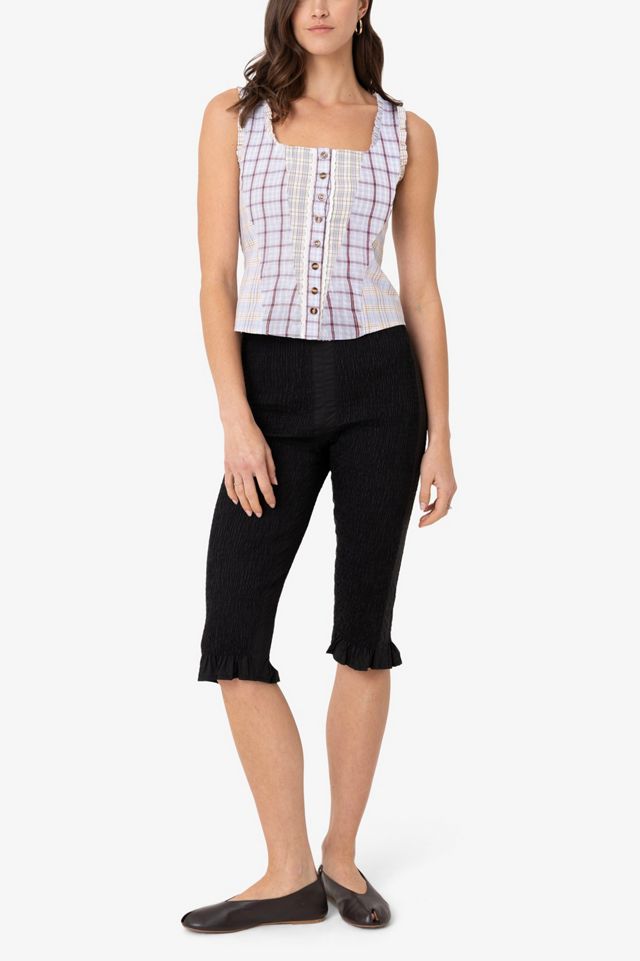 Amy Lynn Brittany Multi Check Cotton Blend Frill Top #2