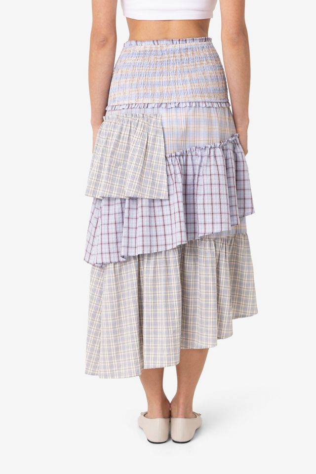 Amy Lynn Thea Multi Check Cotton Smocked Tiered Skirt #3