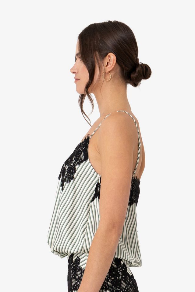 Amy Lynn Sienna Stripe Satin Lace Top #3