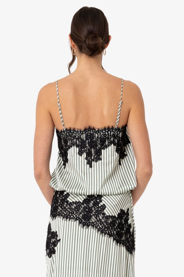Amy Lynn Sienna Stripe Satin Lace Top #4