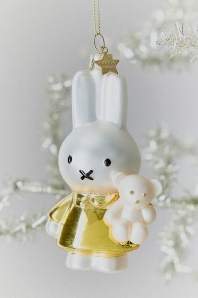 Vondels Miffy Gold Bear Glass Ornament