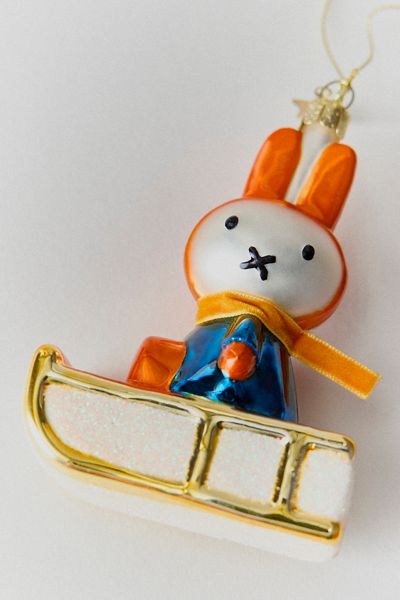 Vondels Miffy On Sleigh Glass Ornament