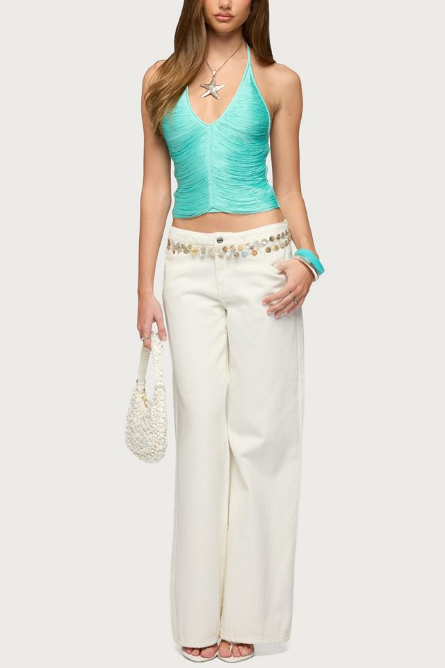 Edikted Bree Fringed Backless Halter Top #1