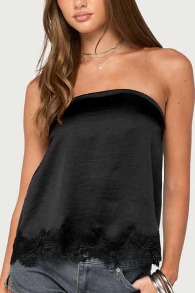 Edikted Netta Lacey Strapless Satin Effect Top