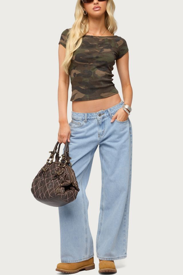 Edikted Lumielle Camo Boat Neck Top #1