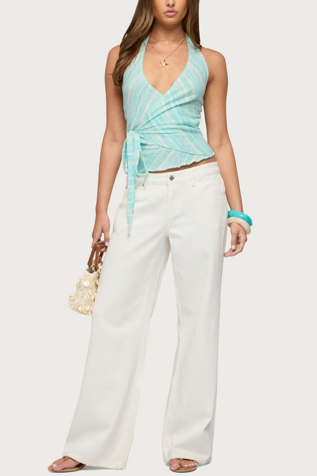 Edikted Aquarelle Striped Wrap Halter Top #1