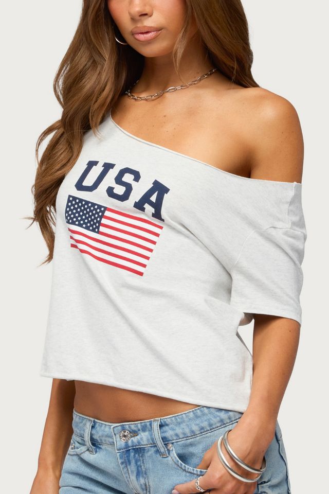Edikted Usa Babe Off Shoulder T Shirt #2