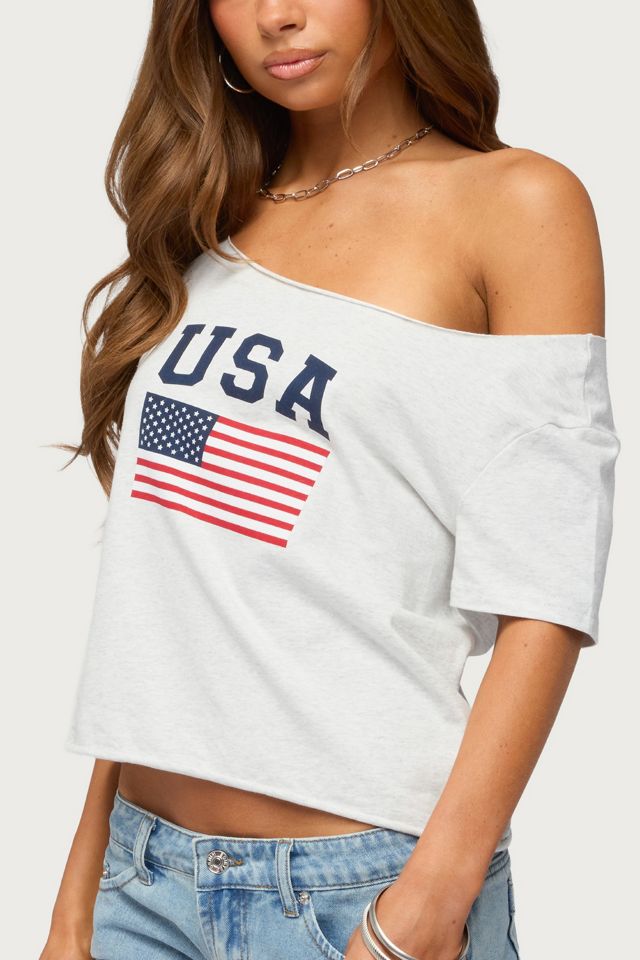 Edikted Usa Babe Off Shoulder T Shirt #4