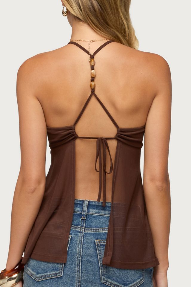 Edikted Alesi Beaded Tie Back Top #4