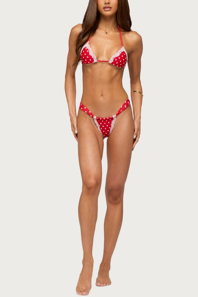 Edikted Bina Lacey Polka Dot Bikini Bottom #4
