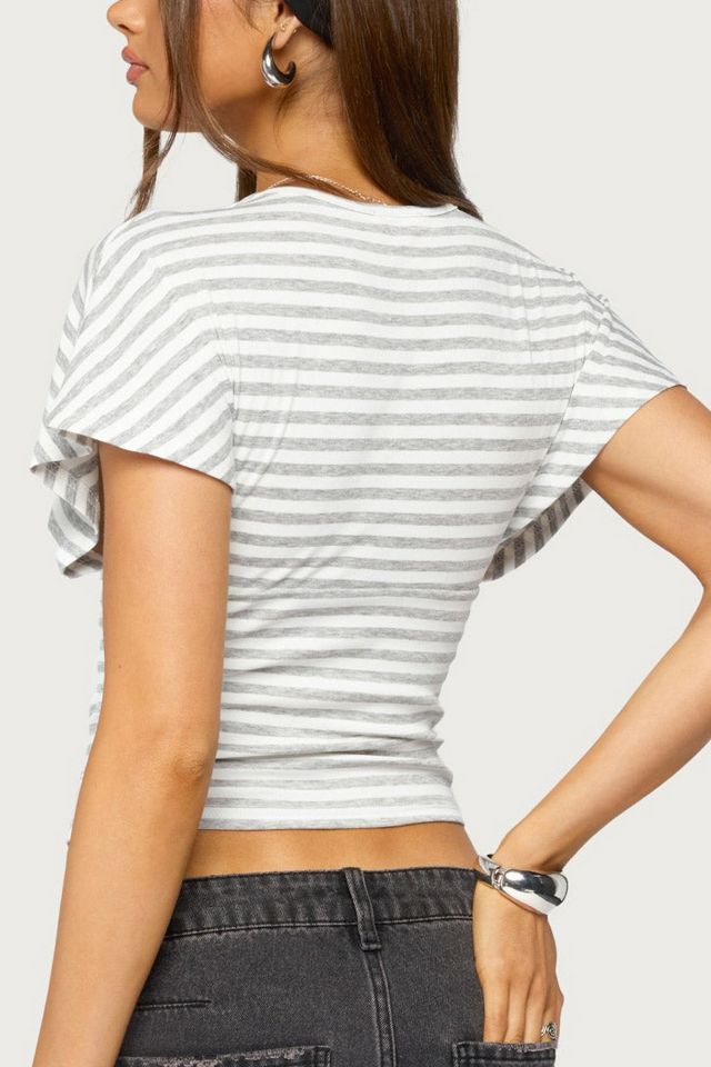 Edikted Chassidy Striped Flutter Top #4