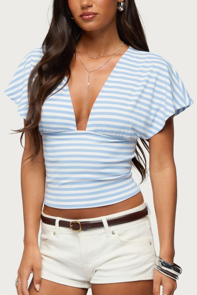 Edikted Chassidy Striped Flutter Top #2