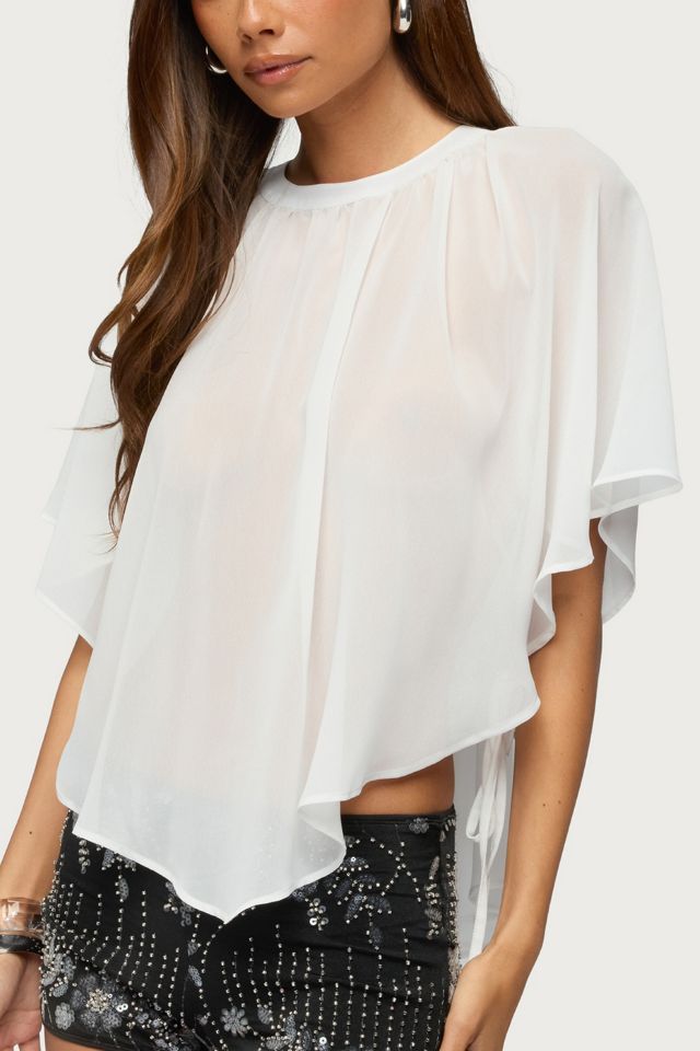 Edikted Sable Flowy Asymmetric Chiffon Top #2