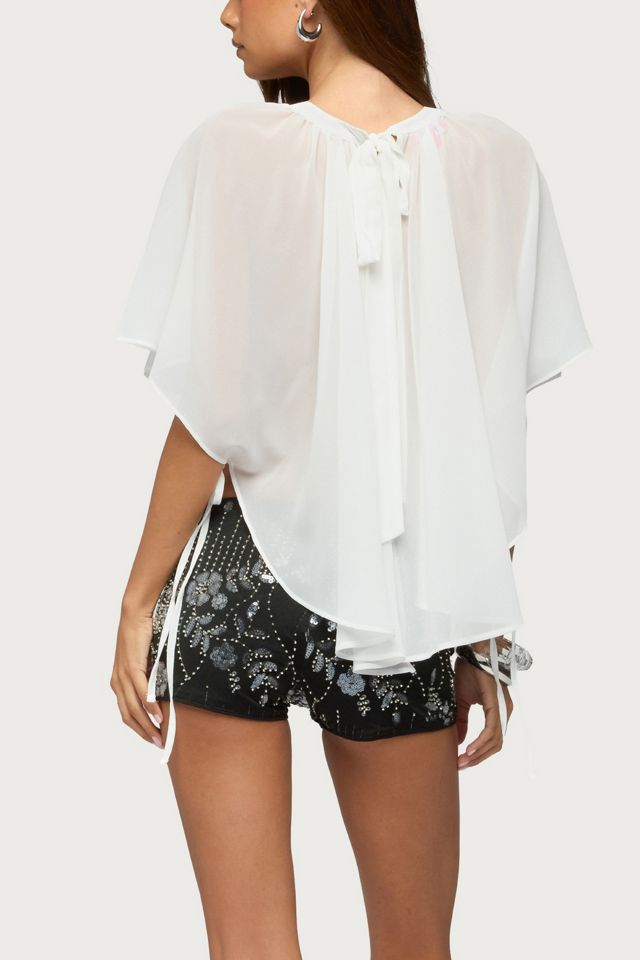 Edikted Sable Flowy Asymmetric Chiffon Top #3