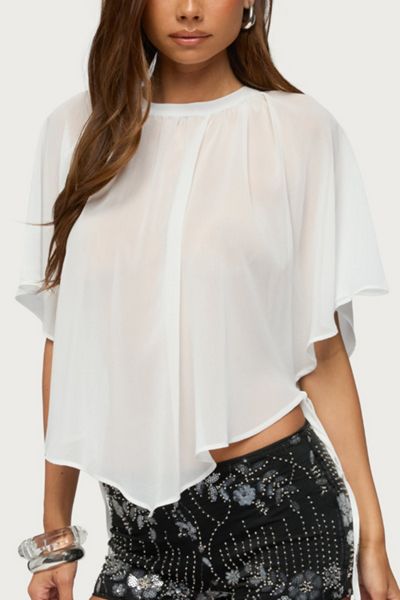 Edikted Sable Flowy Asymmetric Chiffon Top