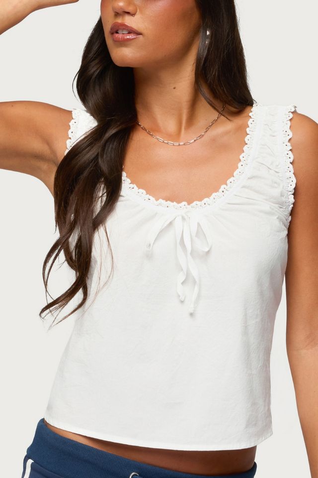 Edikted Edyth Tie Front Cotton Tank Top #2