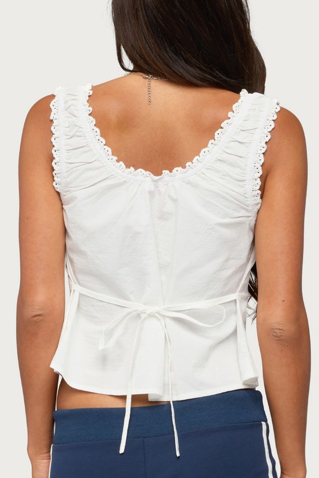 Edikted Edyth Tie Front Cotton Tank Top #4