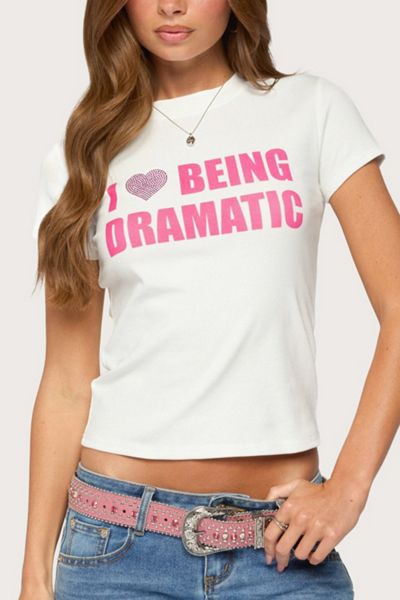Edikted Drama Queen Rhinestone T Shirt