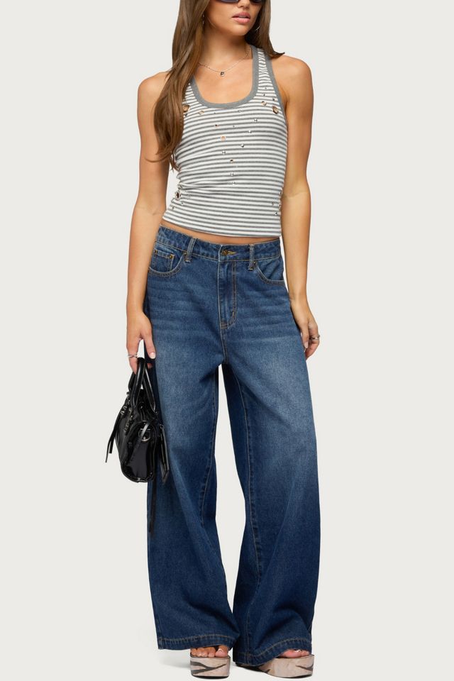 Edikted Sindy Grommet & Stud Striped Tank Top #1