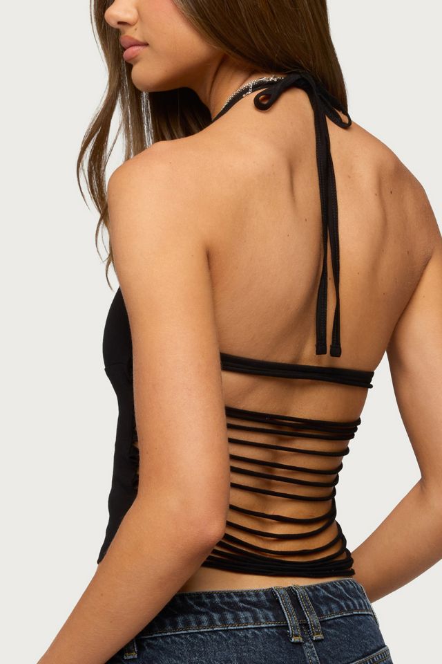 Edikted Minsoo Shredded Back Halter Top #4